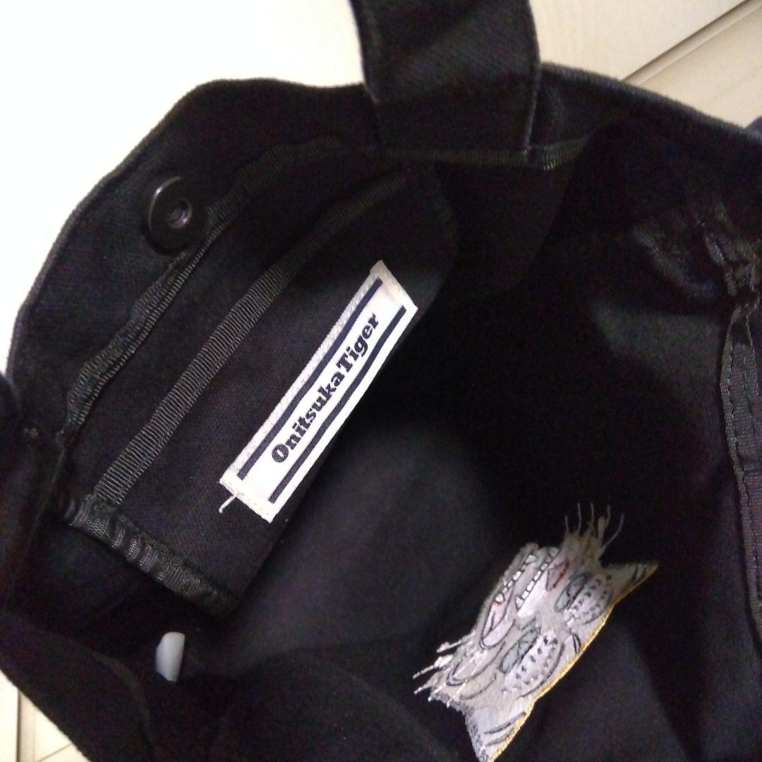 美品 オニツカタイガー 黒 ショルダーバッグトートバッグ 虎刺繍