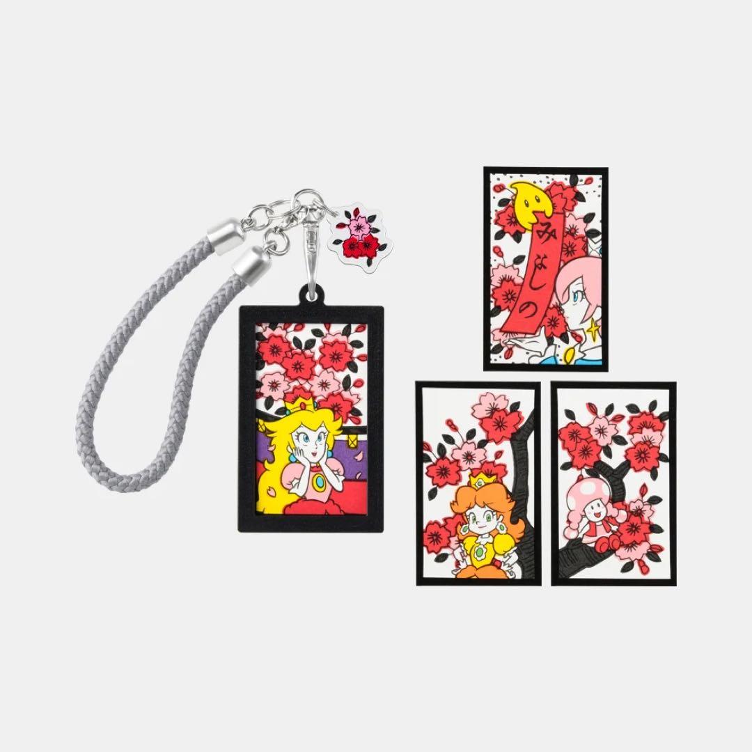 マリオ花札 黒 3月 桜 ピーチ姫 4枚セット キーホルダーコレクション