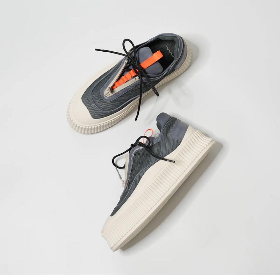h*u様 MANAブロックシューレーススニーカーDARK GRAY 36size MANA ブロック・シューレーススニーカー ダークグレーカラー | ku2ya