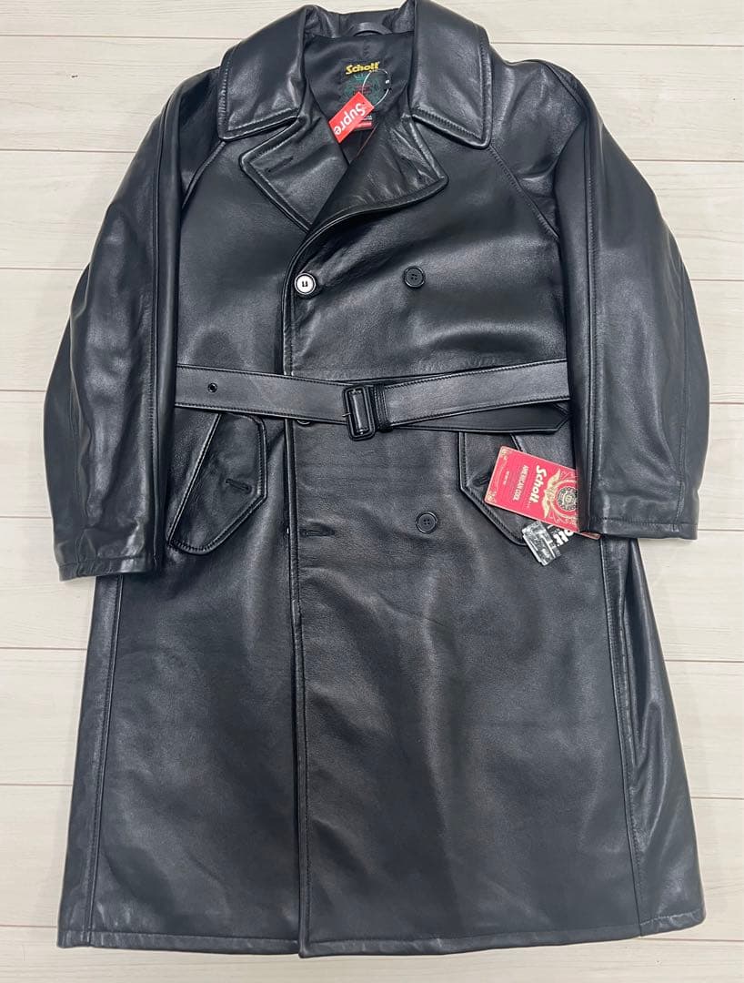 Supreme Schott Leather Trench Coat Sサイズ - メルカリ
