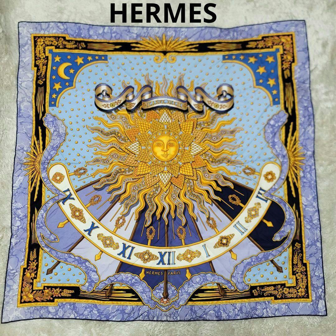 美品✨HERMES エルメス スカーフ カレ90 今日一日を楽しむ 太陽 シルク HERMES（エルメス） カレ90 CARPE DIEM 今日一日を楽しむ スカーフ