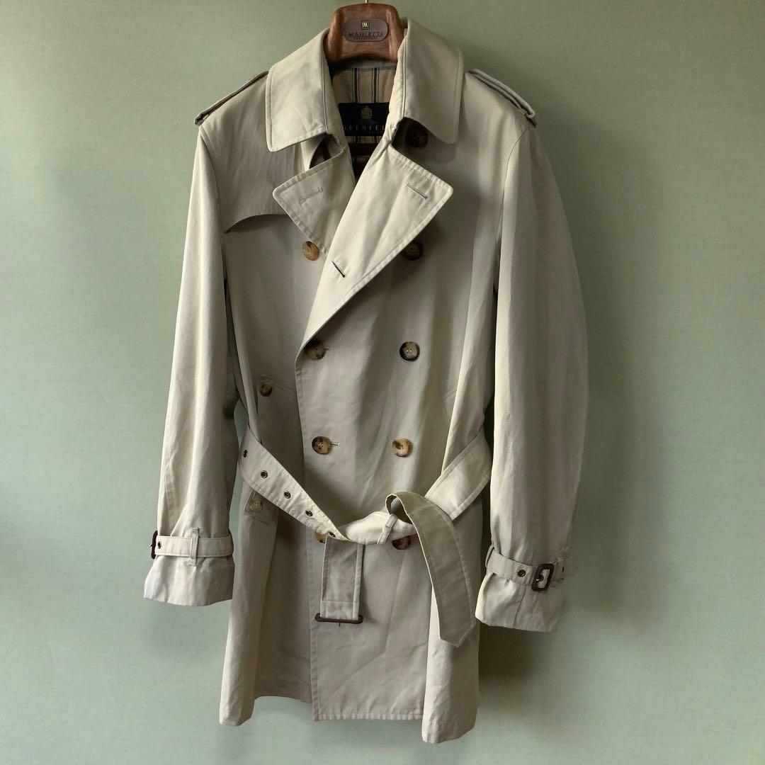 GRENFELL グレンフェル ショートトレンチ 38 英国製 ベージュ黒タグ GRENFELL（グレンフェル） ウールライナー付きワックスコットン3連