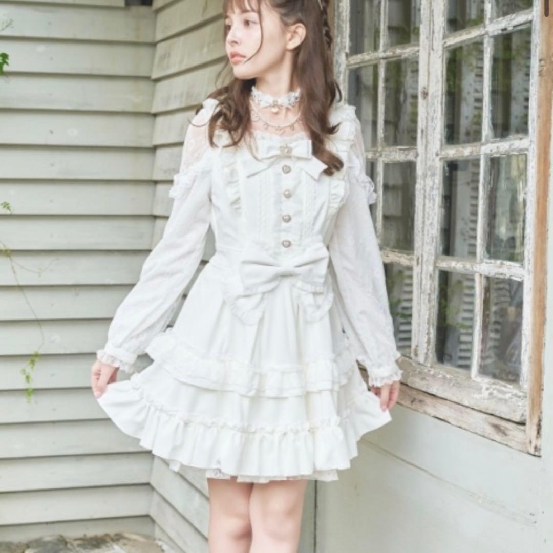 リズリサ　ティアラリボンティアードワンピース　白 ㅤㅤ -- 𝐑𝐞𝐜𝐨𝐦𝐦𝐞𝐧𝐝 -- #ティアラリボンティアードワンピース