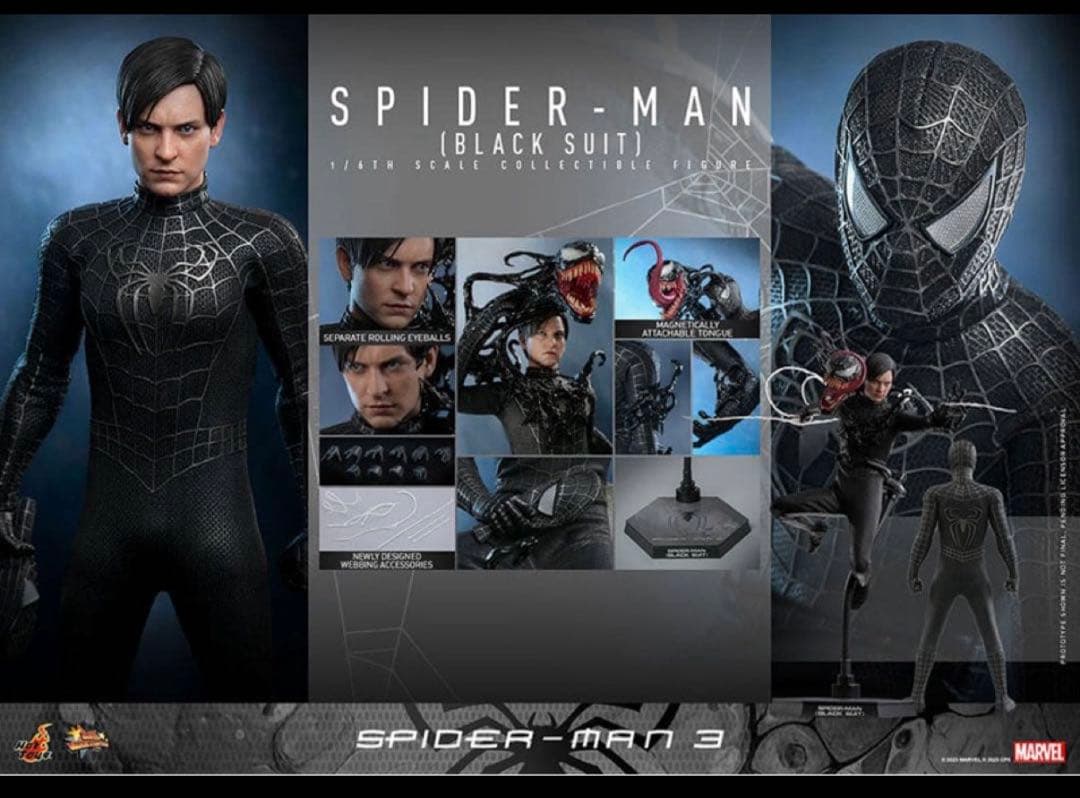 APP　新品未開封　ホットトイズ　スパイダーマン　ブラックスーツ　通常版 ホットトイズ 1/6 『スパイダーマン3』 スパイダーマン（ブラック