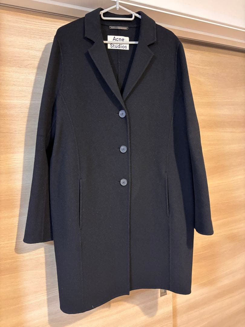 Acne Studios ブラック チェスターコート 36 ウール100% 黒 Acne Studios(アクネストゥディオス) チェスターコート(メンズ