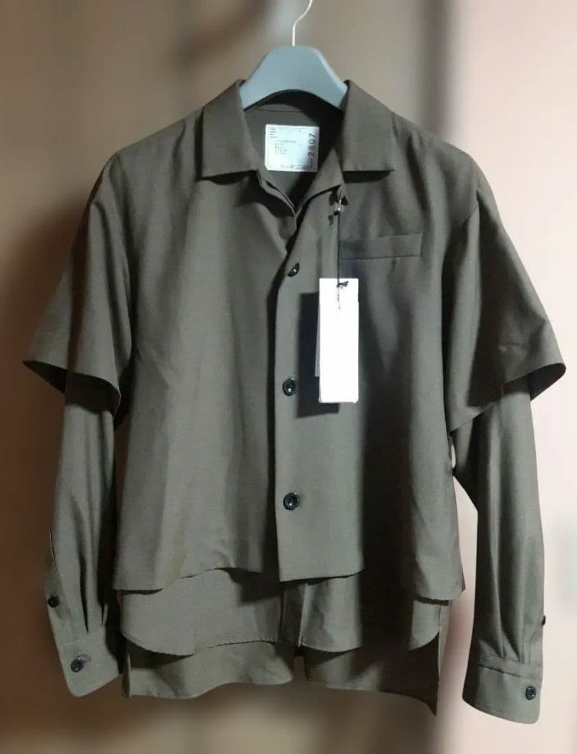 サカイ sacai Suiting レイヤード 長袖シャツ カーキ サイズ1 sacai（サカイ） × Carhartt WIP カーハート コラボ 長袖 Tシャツ
