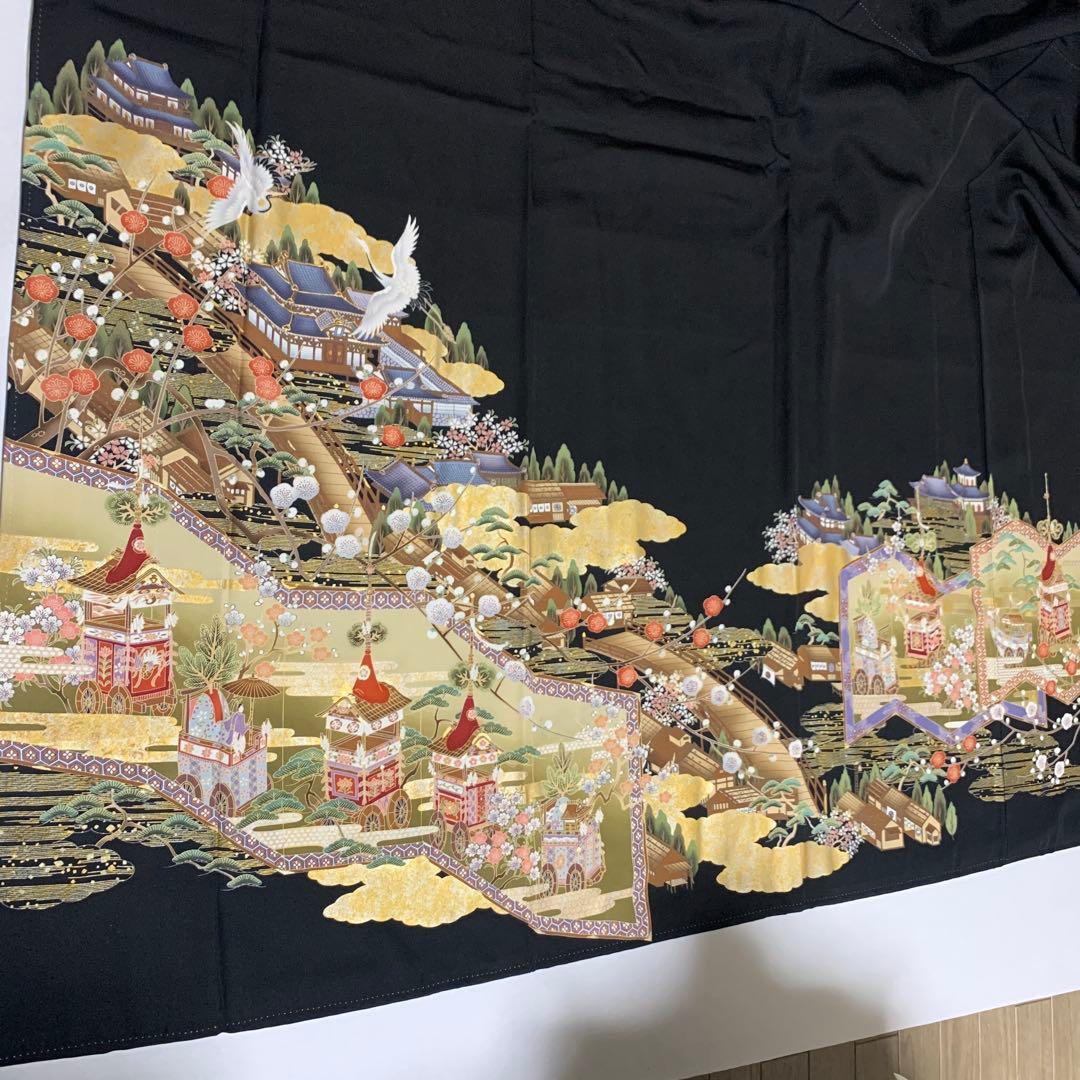 さち様専用 美品 正絹 黒留袖 五つ紋 金彩 舞鶴 6点セット - メルカリ
