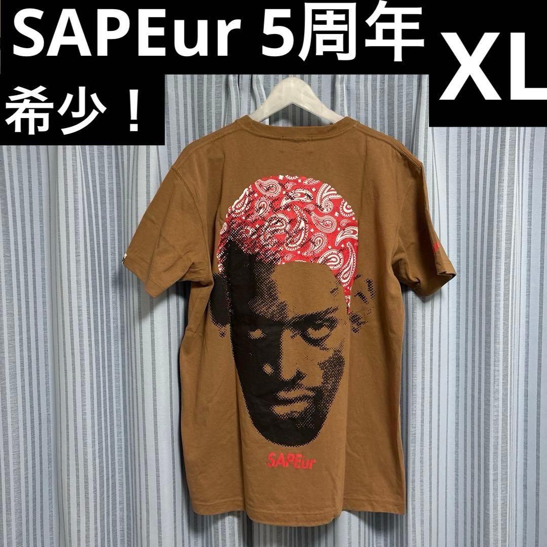 希少！SAPEur TシャツペイズリーロッドマンXL ブラウン 半袖Tシャツ