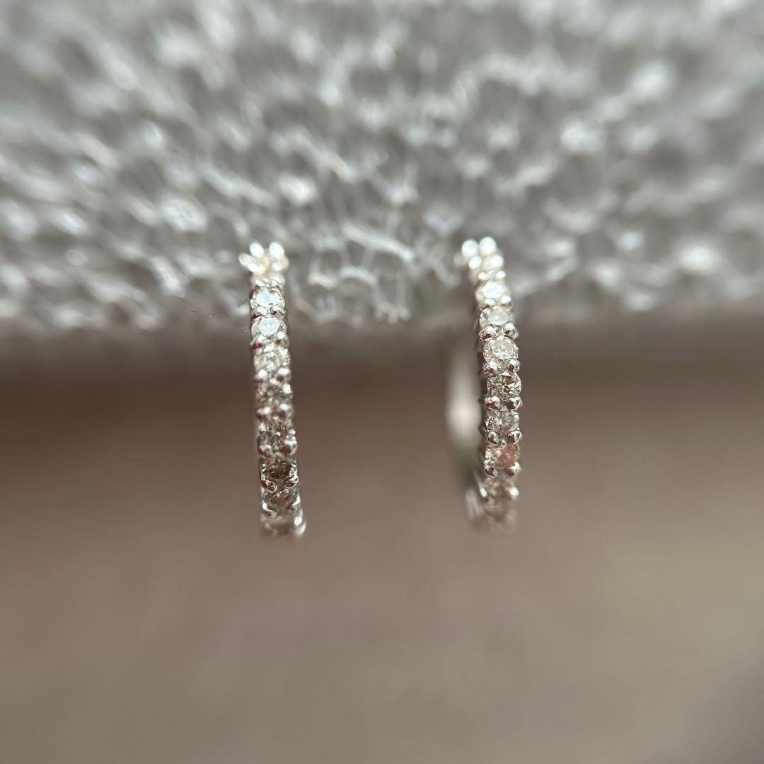 K18WG ダイヤ0.2ct フープピアス 1.07g