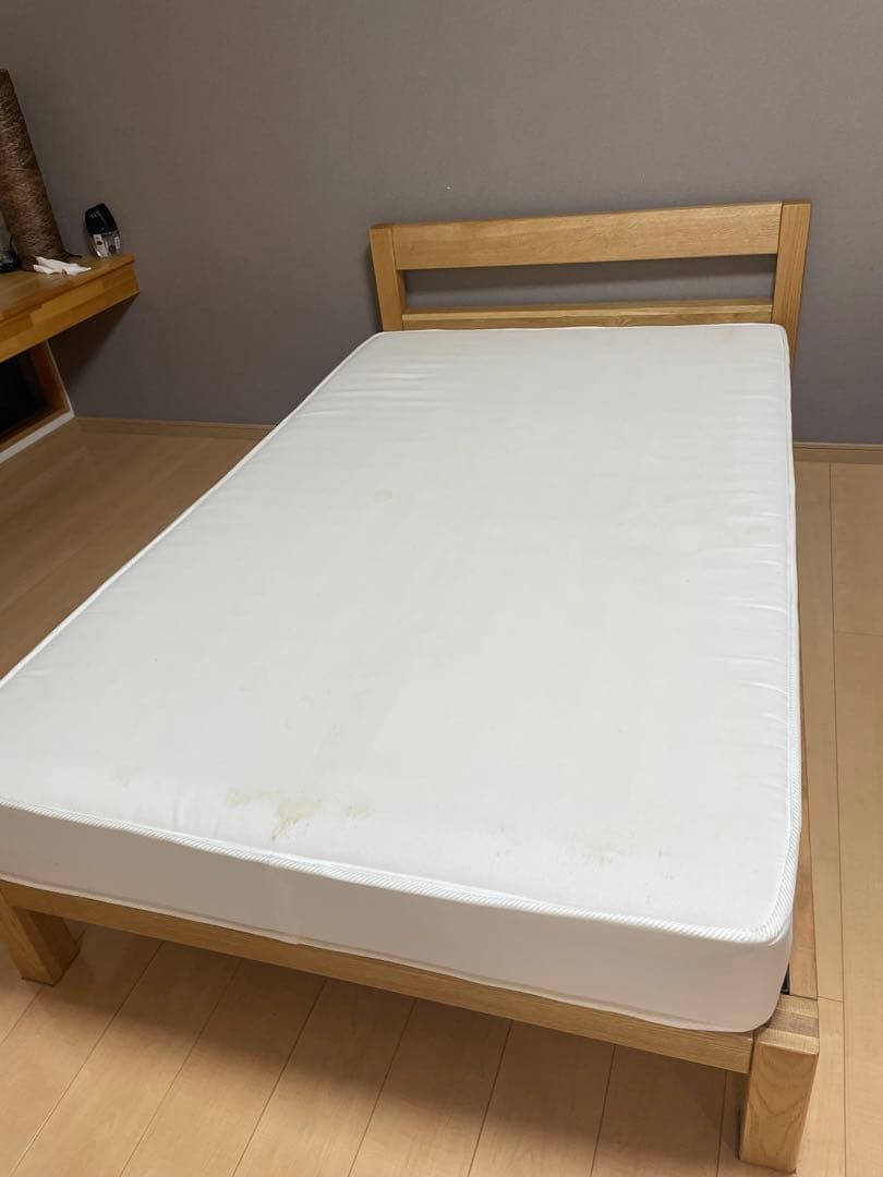 【直接引渡し限定】無印良品　木製　セミダブルベッド　フレーム、マットレス 木製ベッドフレーム・セミダブル／タモ材・ナチュラル2009 | 無印良品