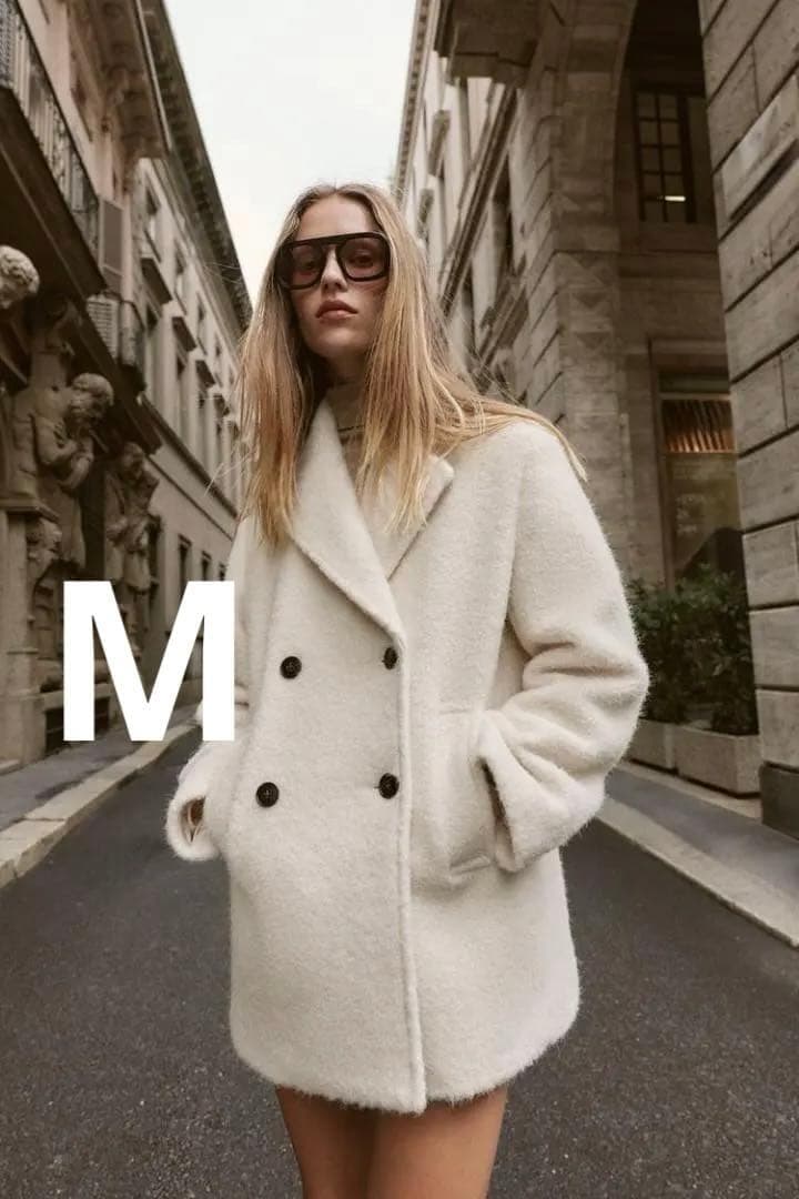 ZARA ザラ ブークレダブルブレストミディ丈コート M ZARA ザラ ブークレダブルブレストミディ丈コート M - メルカリ