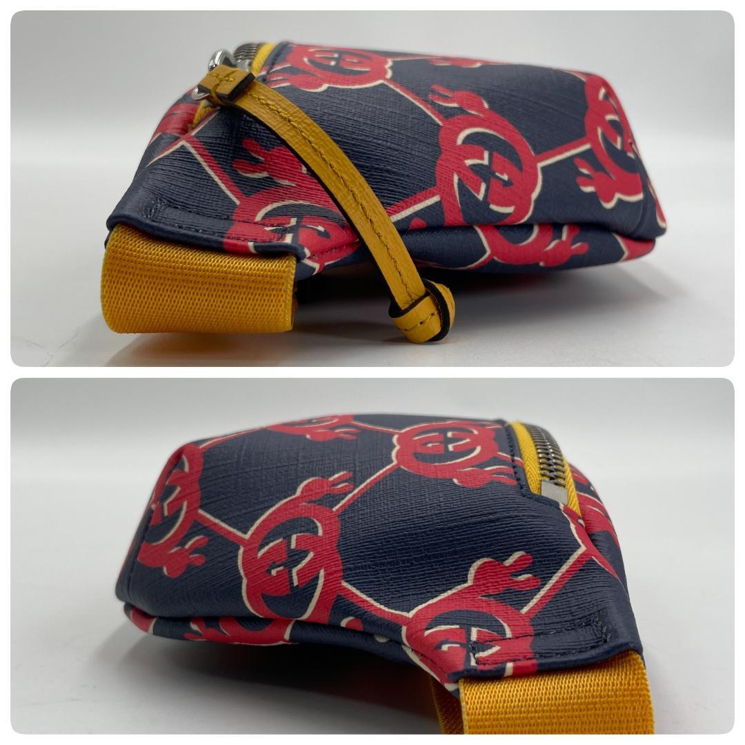 極美品 GUCCI ボディバッグ レザー ブルー GGスプリーム チルドレンズ