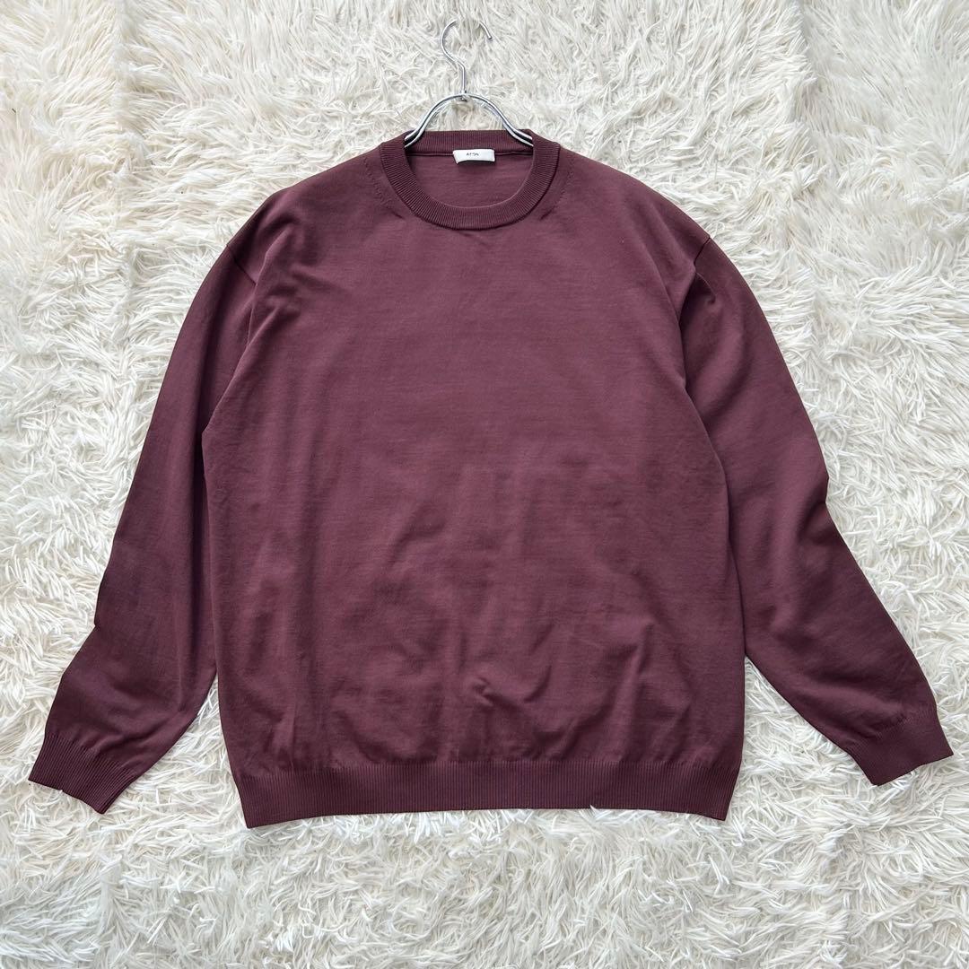 ✨美品✨ エイトン 2025年 ニット コットン100% 洗える クルーネック ATON(エイトン)のクルーネックセーター通販 | mirabella（ミラベラ