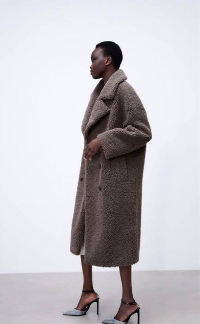 最終価格 ZARA ダブルブレスト フェイクボアコート XS - メルカリ