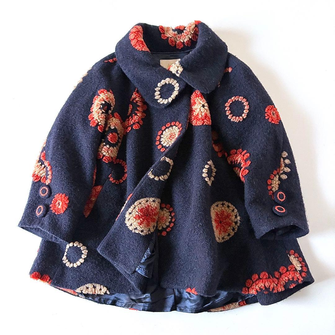 美品♡　定価4.8万円　アズノゥアズオオラカ　ウール　花柄　刺繍　コート AS KNOW AS（アズノゥアズ） olaca オオラカ 花咲くスライバーコート
