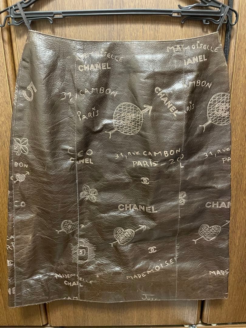 シャネル CHANEL レザースカート ブラウン CHANEL - シャネル ブラウン レザースカート 40の通販 by エコスタイル