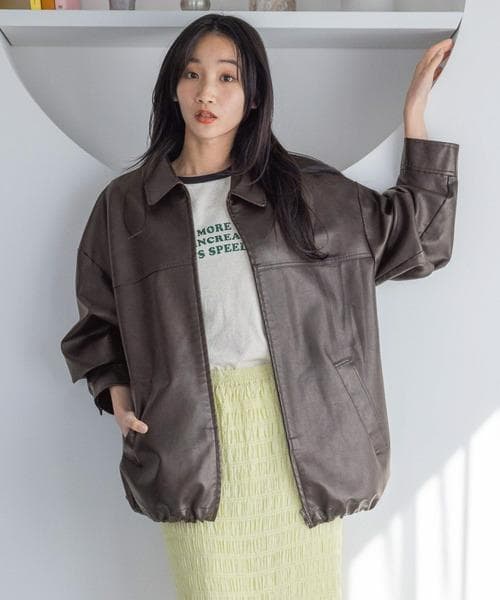 新品 レザードロストZIPブルゾン ローリーズファーム ブラウン LOWRYS FARM（ローリーズファーム） ブルゾン アウター レザードロスト