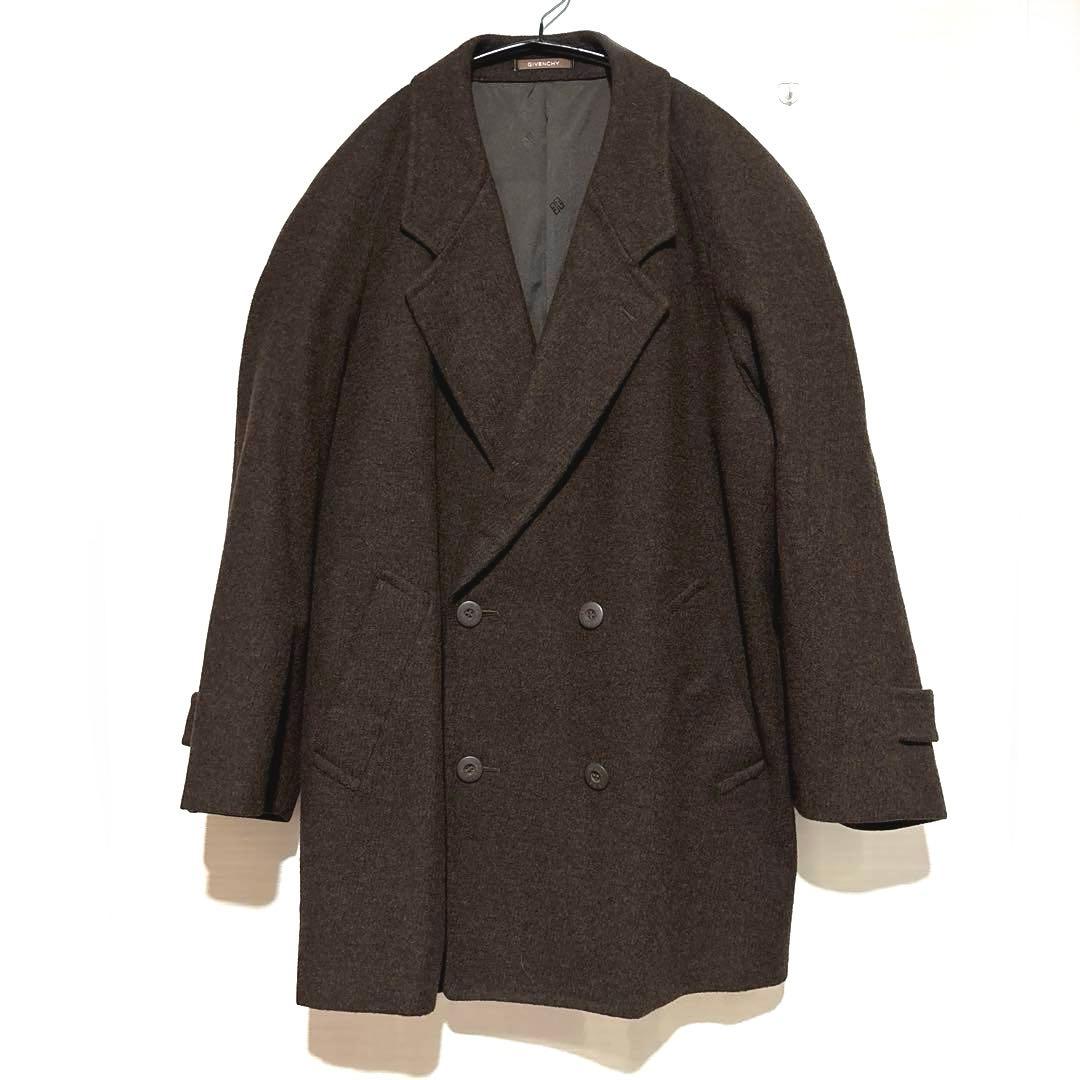 ジバンシー　カシミヤ混　ダブルブレストコート　ロゴ裏地　ロゴボタン　こげ茶　M GIVENCHY/ジバンシィ_men通販 | ウール&カシミア コート【送料無料