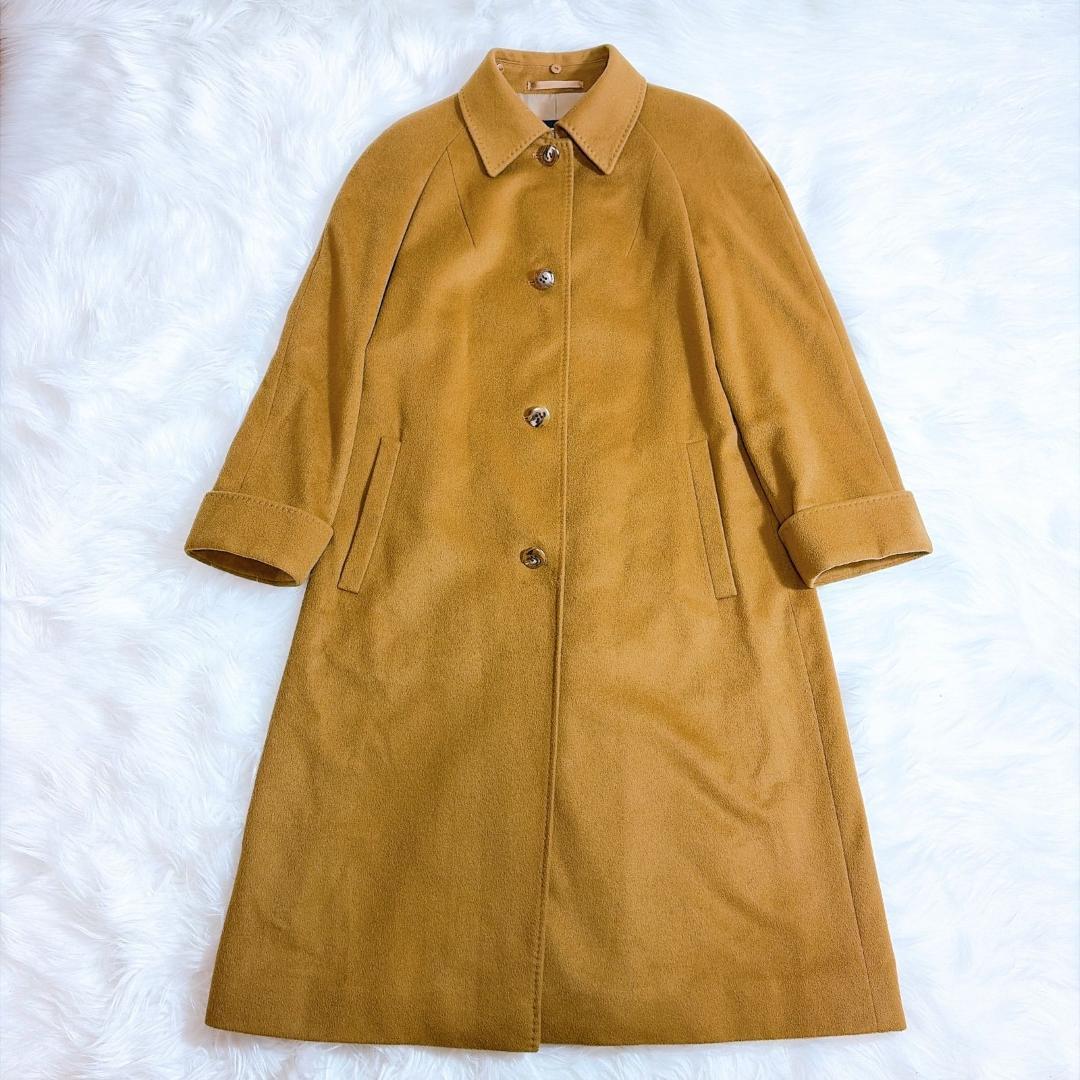 美品 カシミヤ100% バーバリーロンドン ロングコート リアルファー