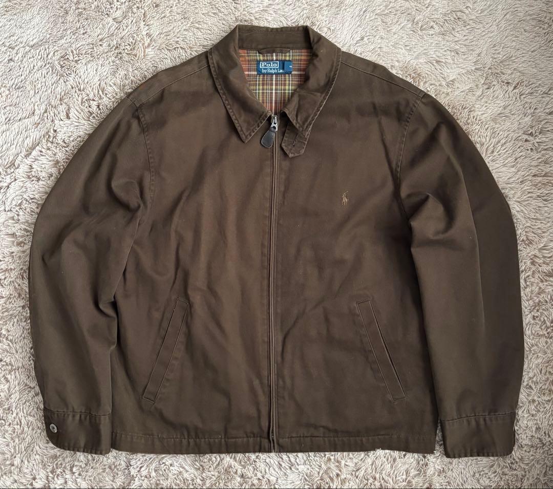 ポロラルフローレン　スウィングトップ　ブラウン　スイングトップ　裏地チェック Polo by Ralph Lauren ポロラルフローレン スイングトップ 裏地