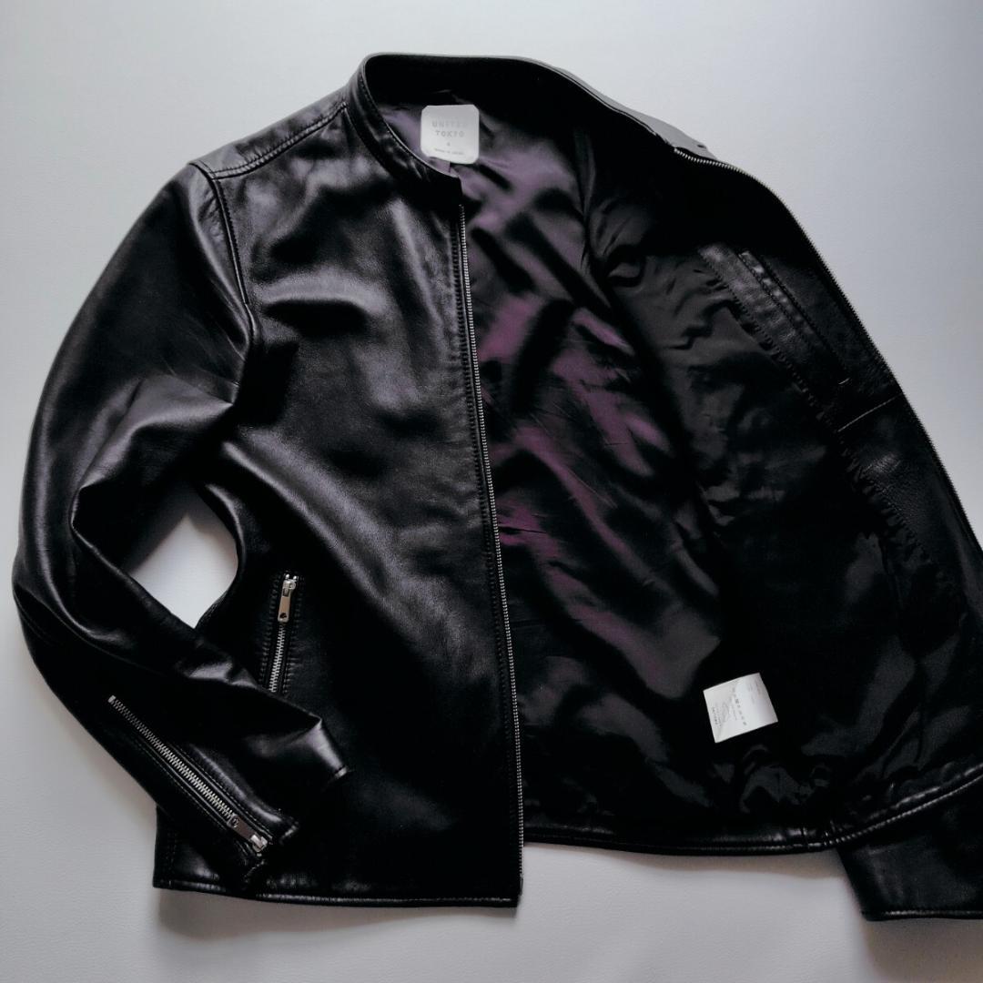 【XLサイズ 美品】UNITED TOKYO シングルライダース ラムレザー 黒 美品 ユナイテッドトウキョウ シングル ライダース ラムレザー L