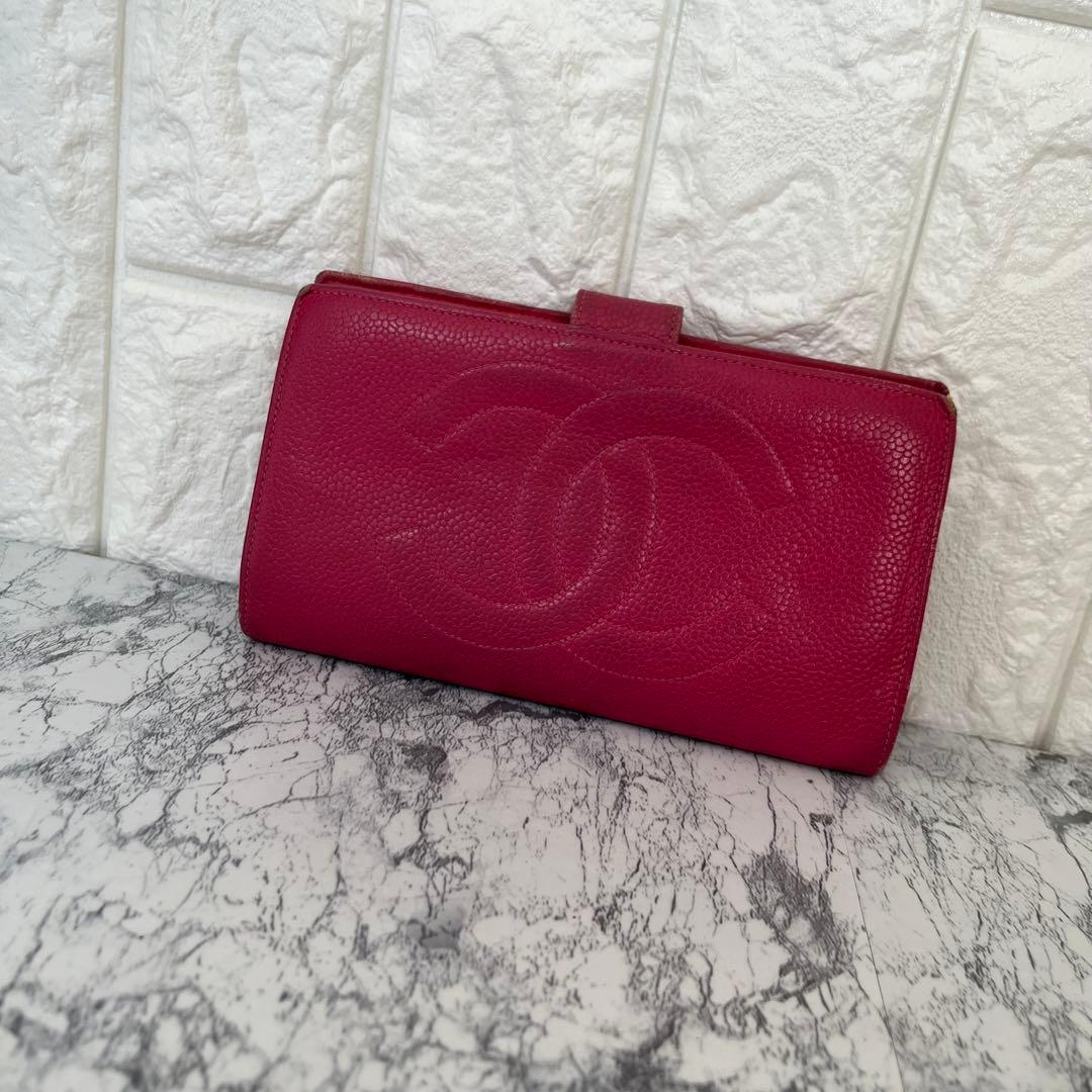 CHANEL シャネル キャビアスキン レザー がま口 二つ折り財布 ピンク 楽天市場】【財布】CHANEL シャネル キャビアスキン がま口 ガマ口 長