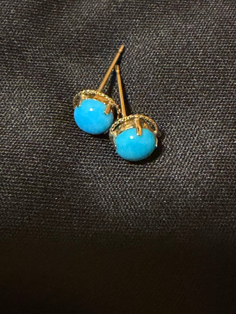 K18 yg トルコ5mmスタッドピアス ターコイズ ピアス K18YG 18k 18金 イエロー ゴールド 5mm トルコ石
