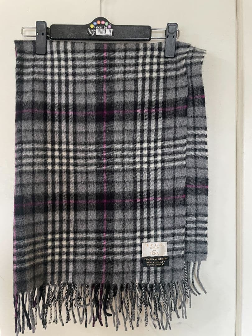 BEGG×IENA 別注チェックストール　ラム　アンゴラ 美品 BEGG&CO ベグアンドコー イエナ別注 ウールアンゴラ チェック柄