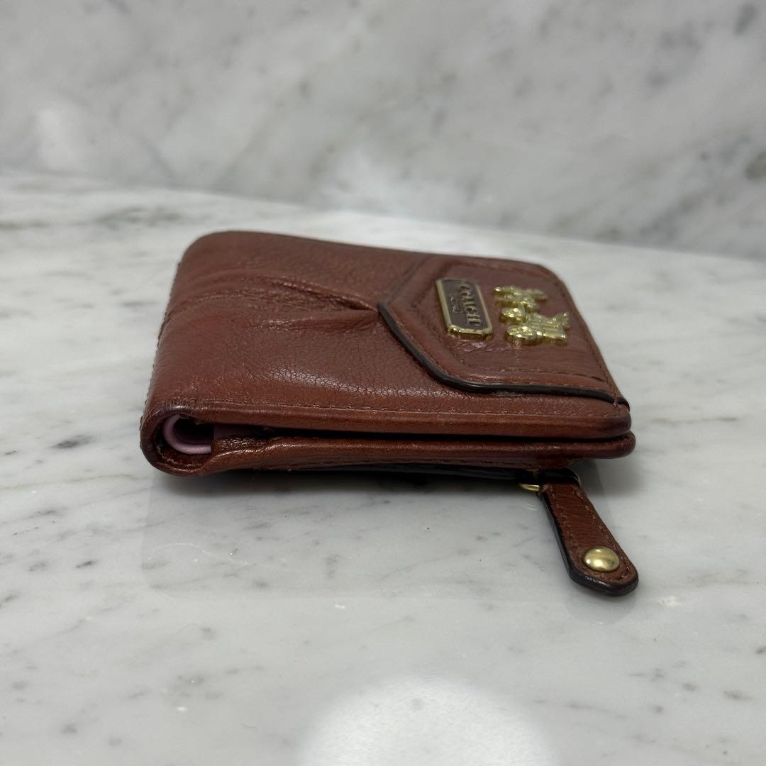 90s OLD COACH オールドコーチ 二つ折り財布 ブラウン 本革 金 - メルカリ