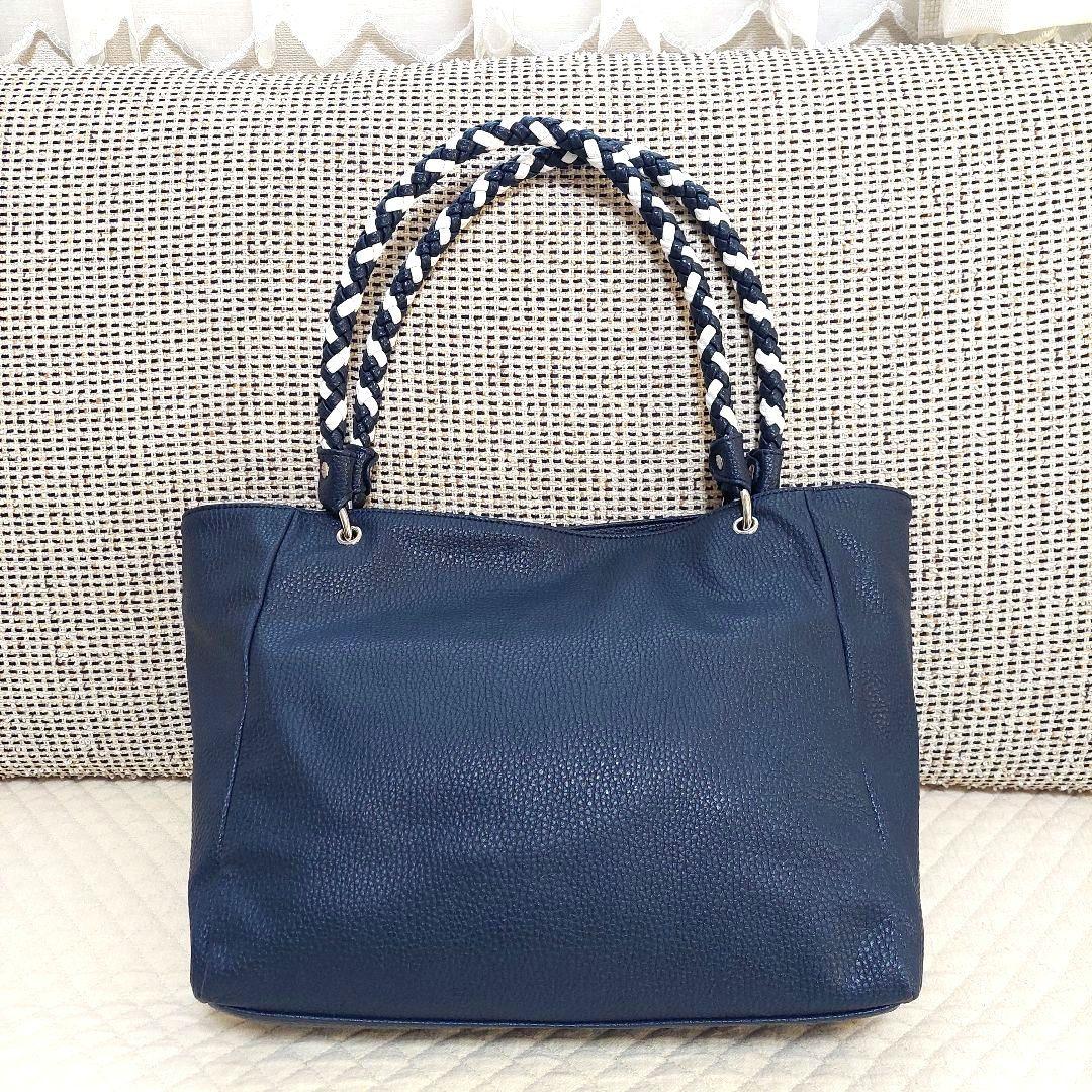 人気 Kitamura 】シボ革 濃紺トートバッグ 鐘手持ち ロゴ入り 美品