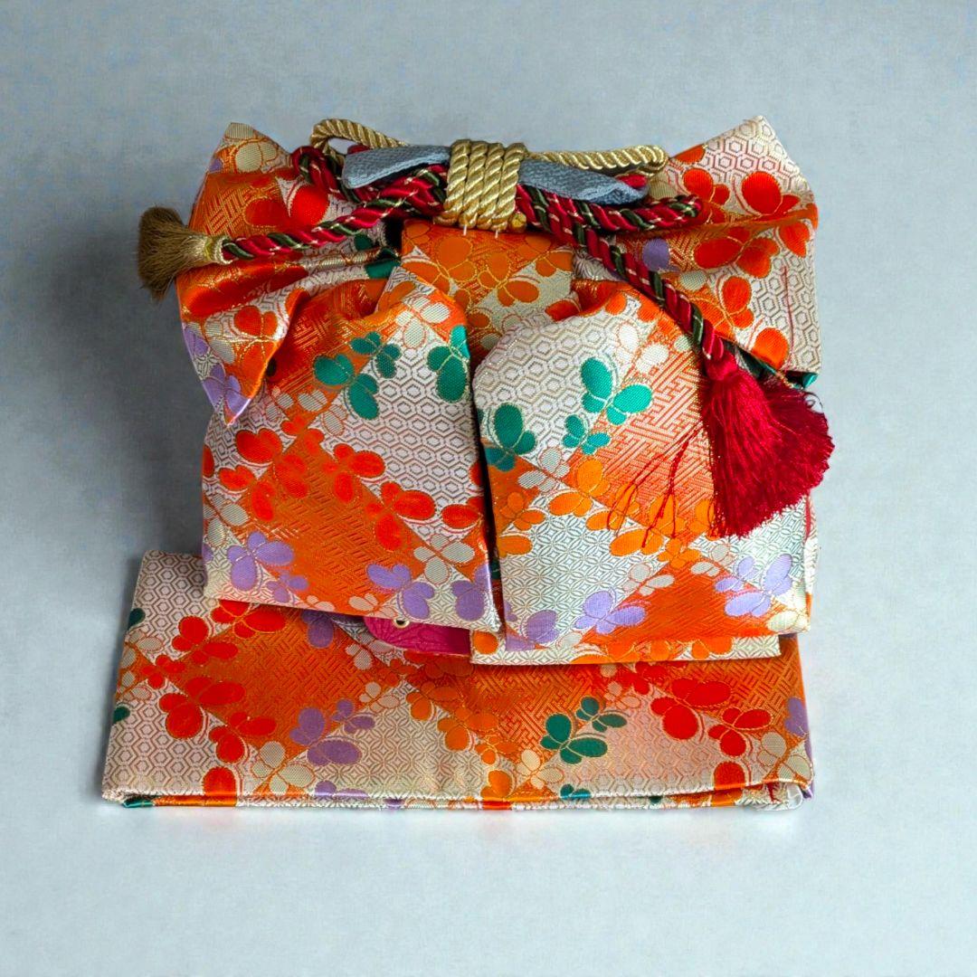 5-7歳 レトロ正絹紫絞り牡丹 七五三 お着物・作り帯セット