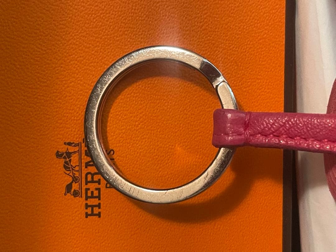 ako様専用 HERMES カルメンバッグチャームピンク レザー キーホルダー