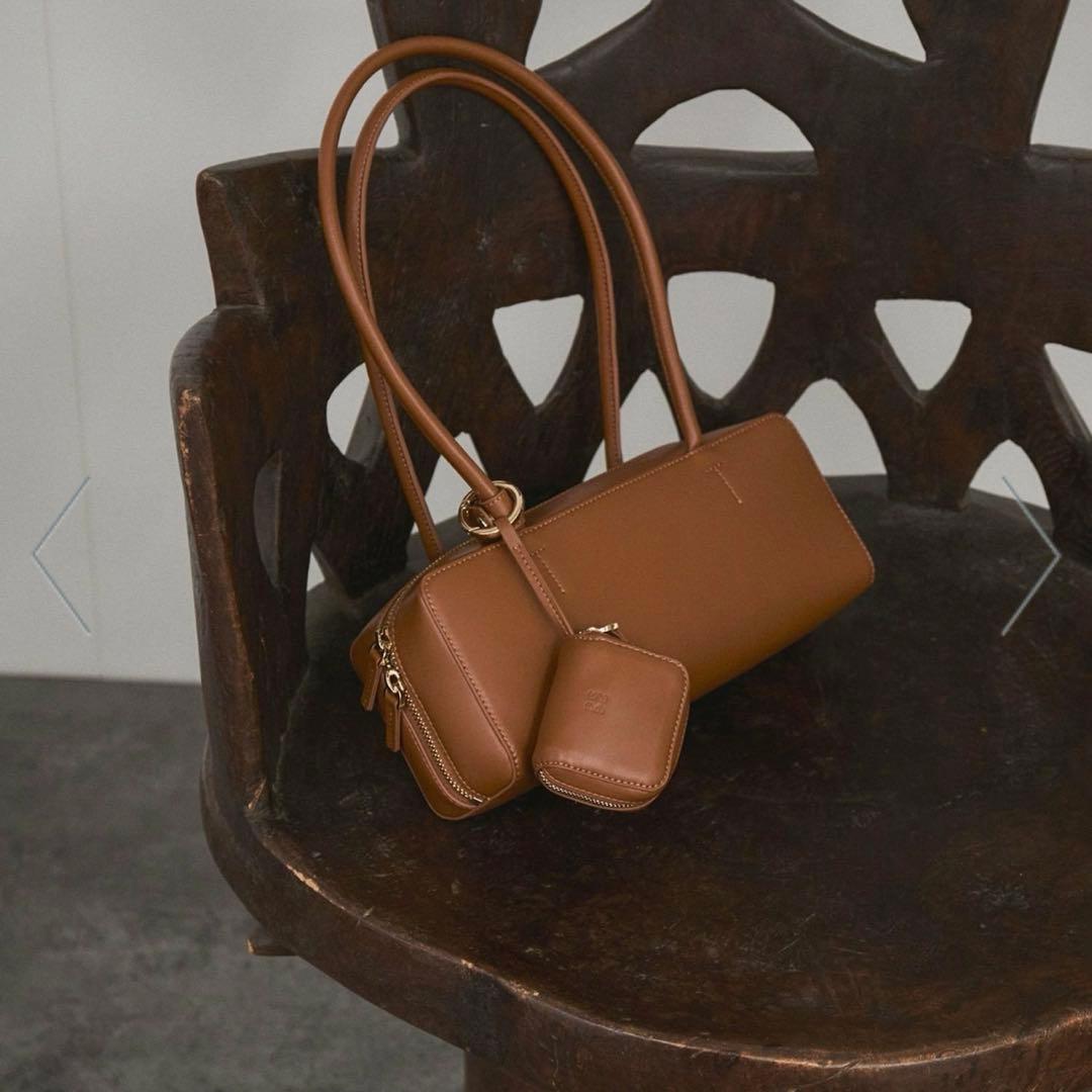 SALON adam et ropeミニポーチ付きスプリットレザーワイドバック ミニポーチ付きスプリットレザーワイドバッグ / 追加（ショルダー