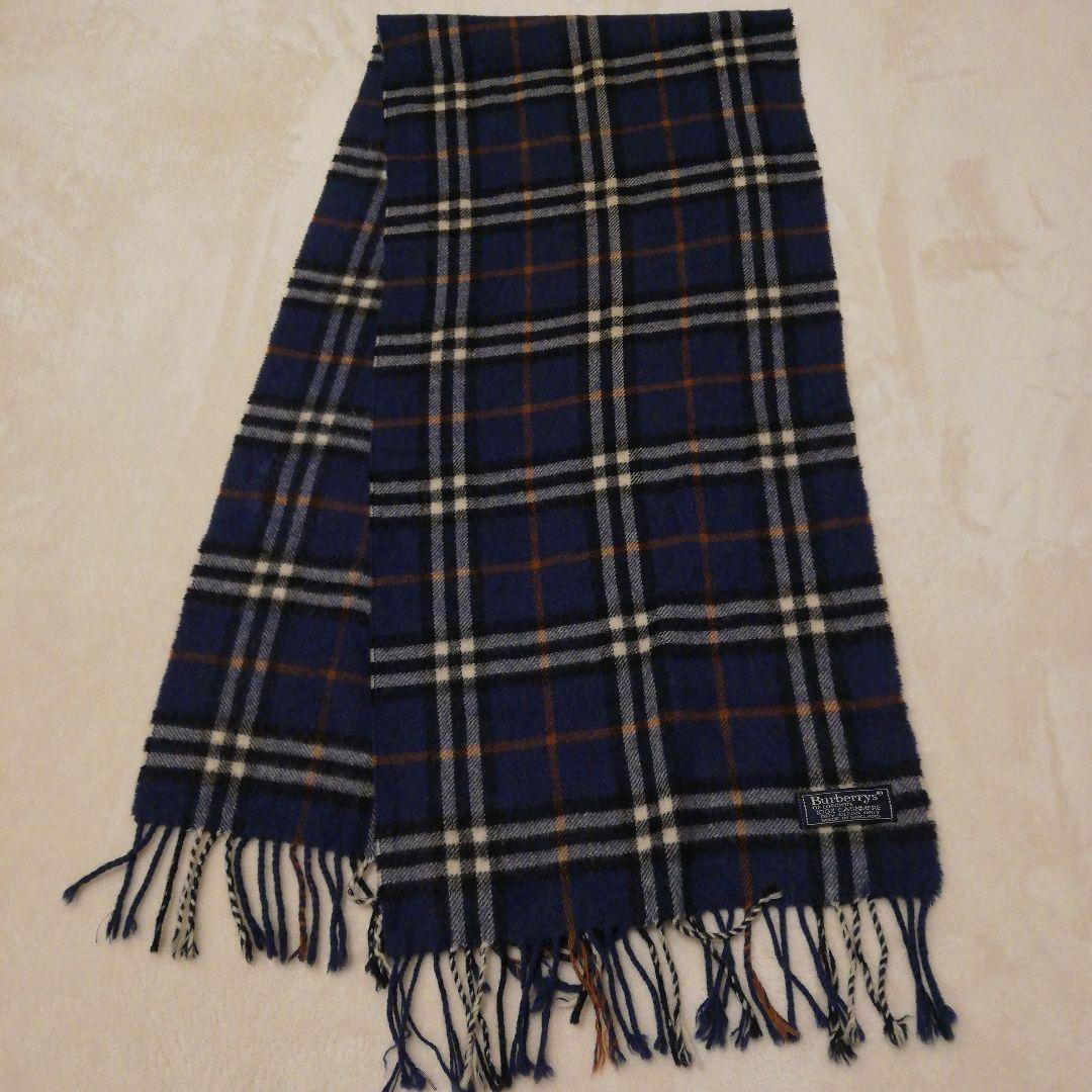 バーバリー マフラー カシミア100 青 ノバチェック 希少色 - メルカリ