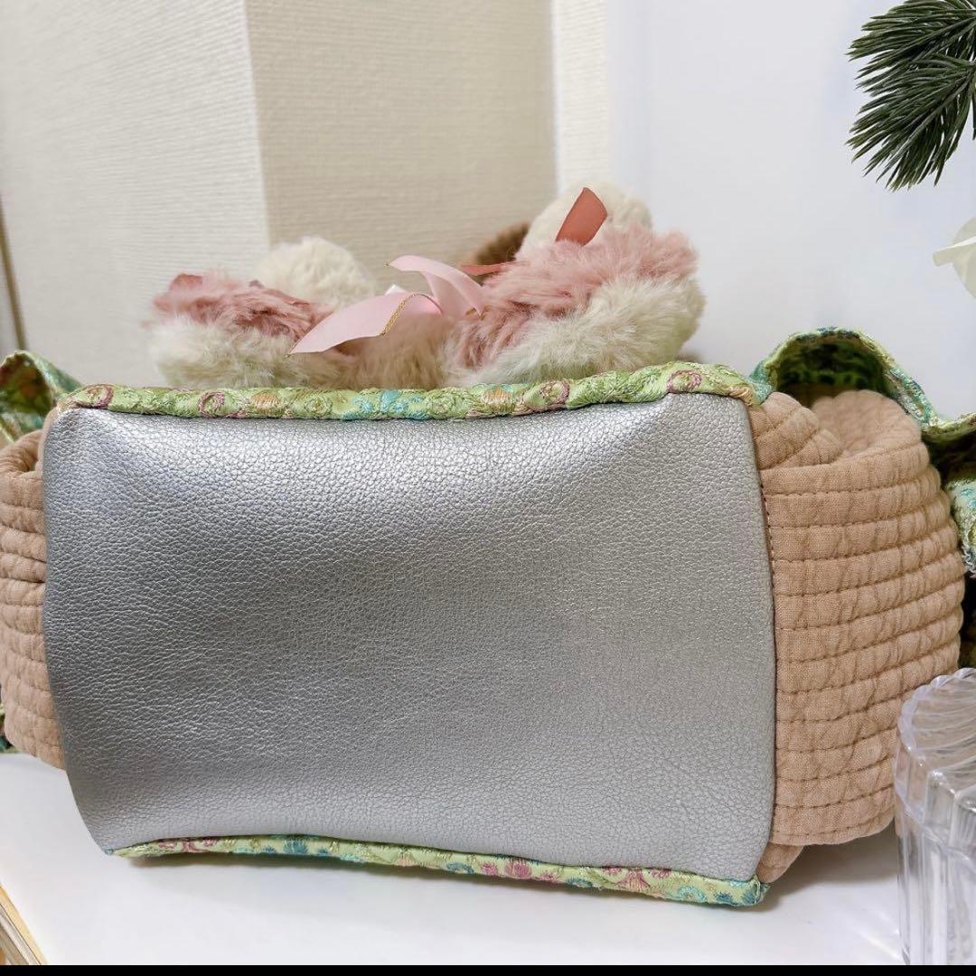 コヤンイサムチョン ポーチ付き インド刺繍 ファーバック リボン