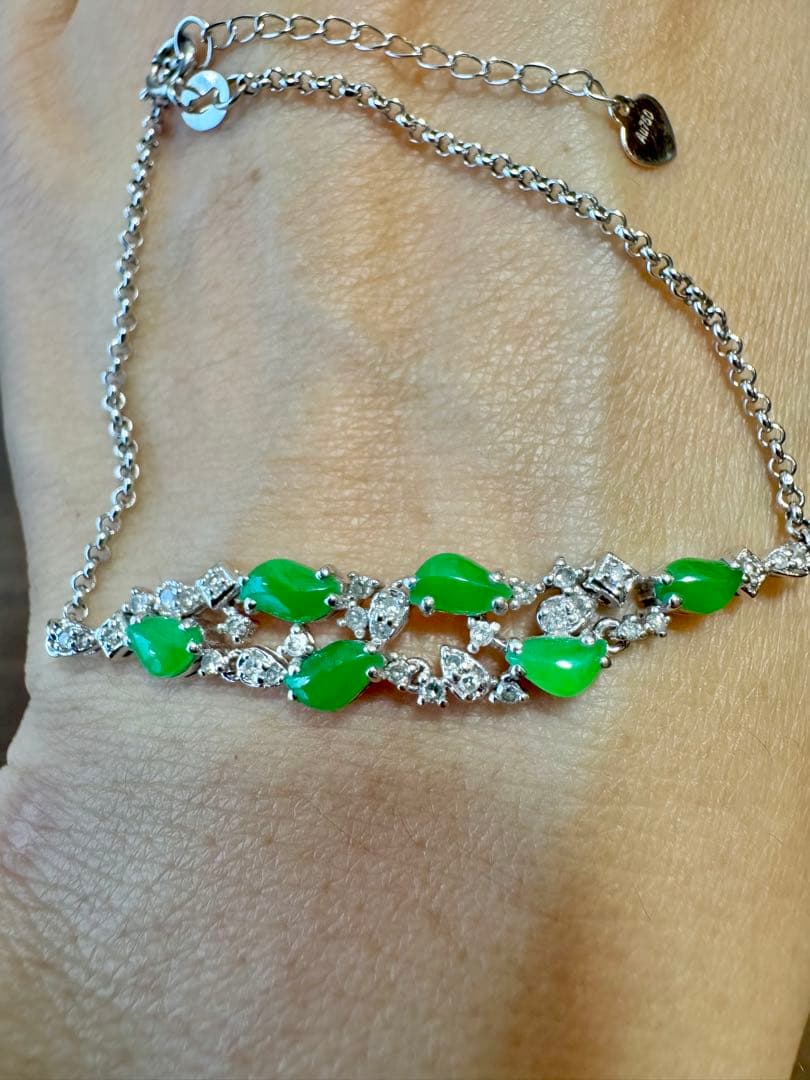 ぽんちゃんK18 ダイヤモンドブレスレット 純天然原色翡翠 ぽんちゃん様 専用K18 ダイヤモンドブレスレット 純天然原色翡翠