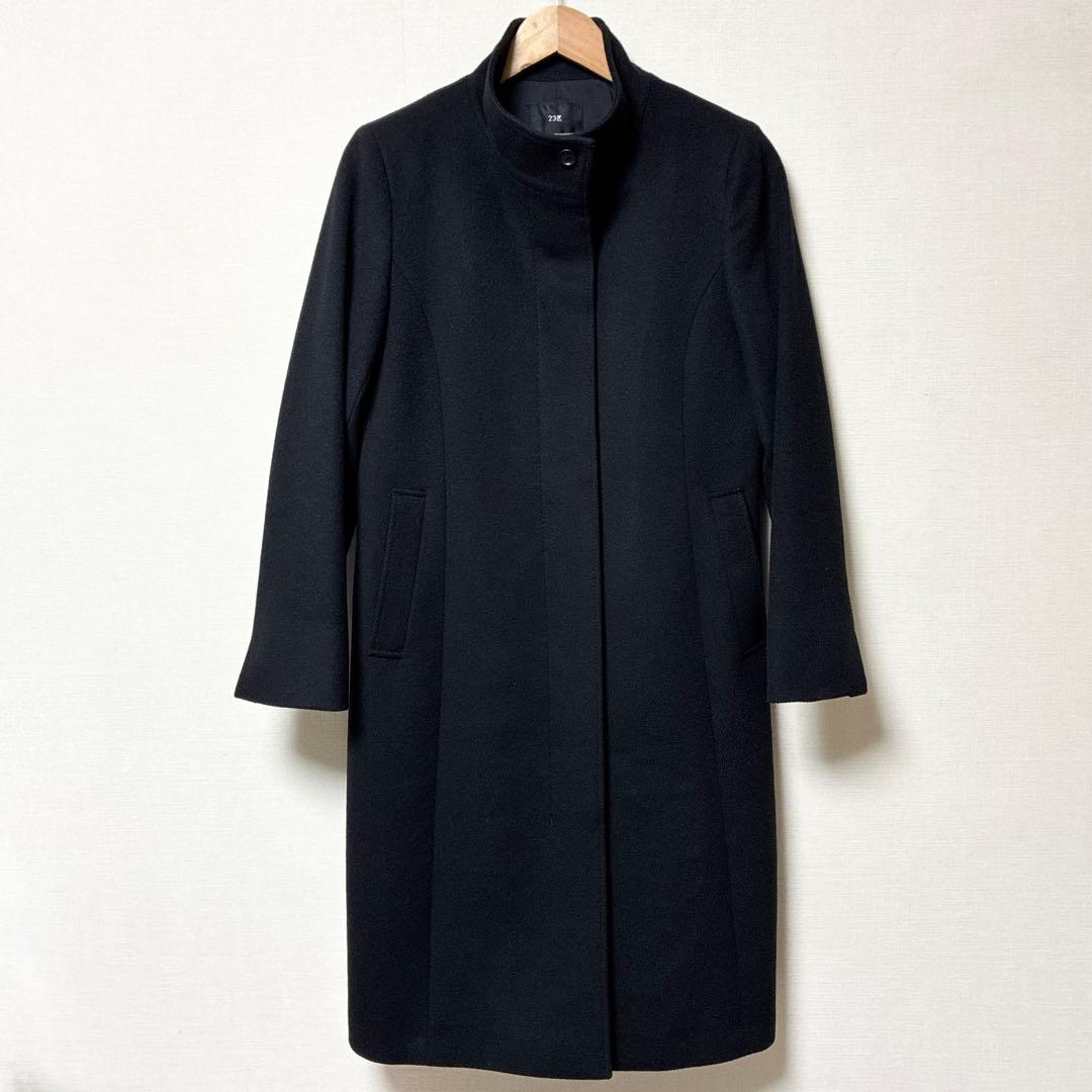 極美品 2024AW 23区 カシミヤ混スタンドカラーコート ブラック ウール 23区｜ウールカシミヤビーバー スタンドカラー コート | Rakuten