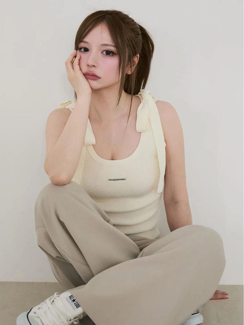 andmary ♡ Avrill ribbon tops Velour ribbon tops