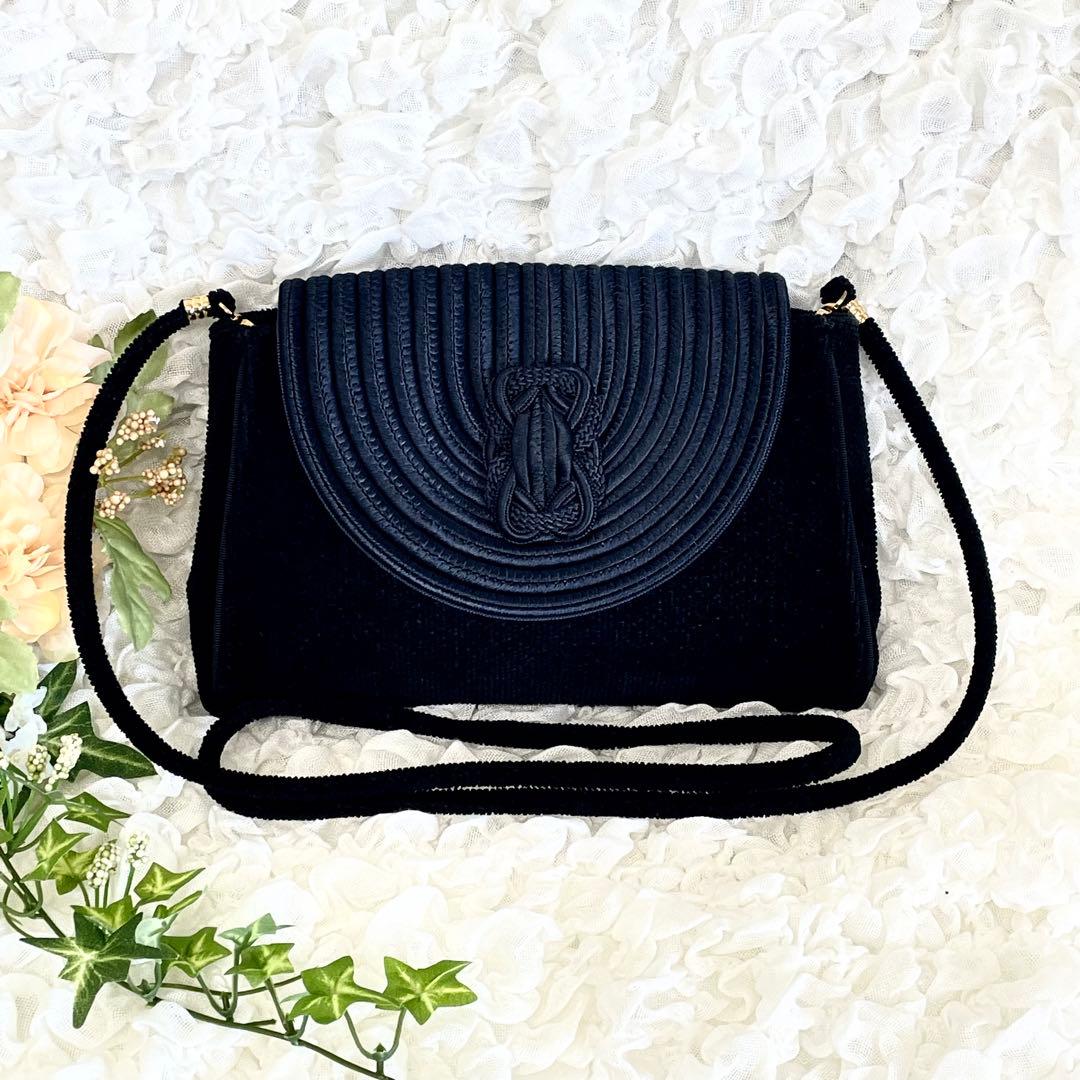 極美品】 シュニール織り フェイラー ショルダーバッグ クラッチ 黒