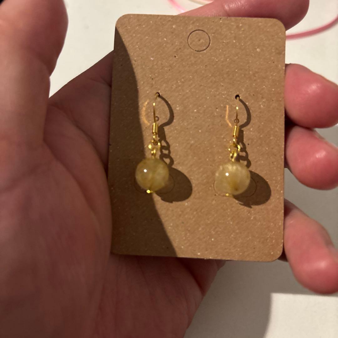 えにさん専用　ルチルのピアスたん！かわいい！ ルチルクォーツ 天然石ピアス 18G 16G 14G インターナル ラブレット