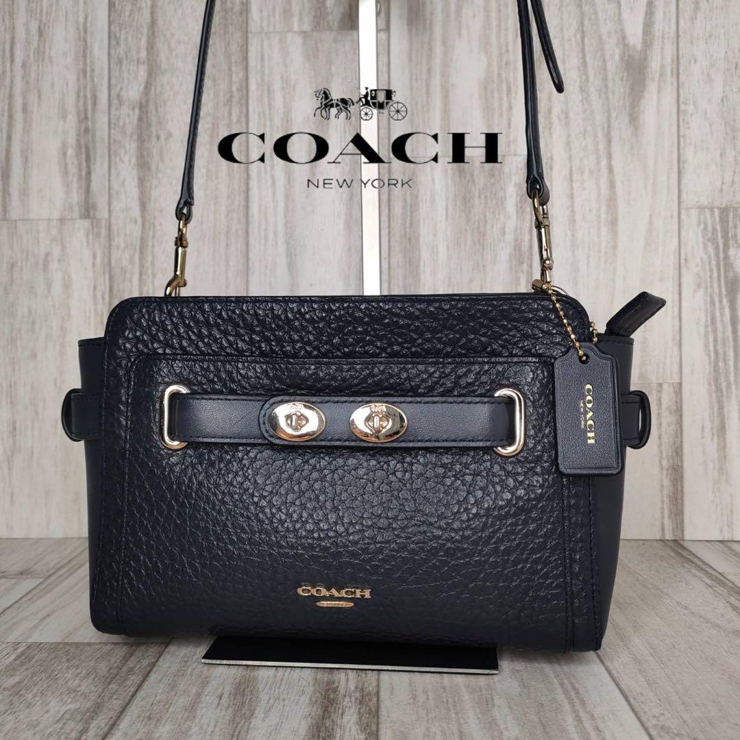 50 COACH コーチ　レザー　ショルダーバッグ 中古・古着通販】COACH (コーチ) レザーショルダーバッグ ブラック
