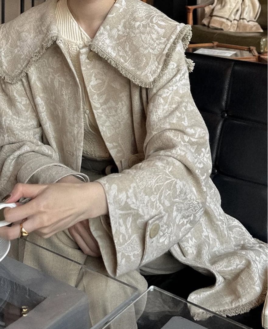 Eaphi big collar botanical half jacket - メルカリ