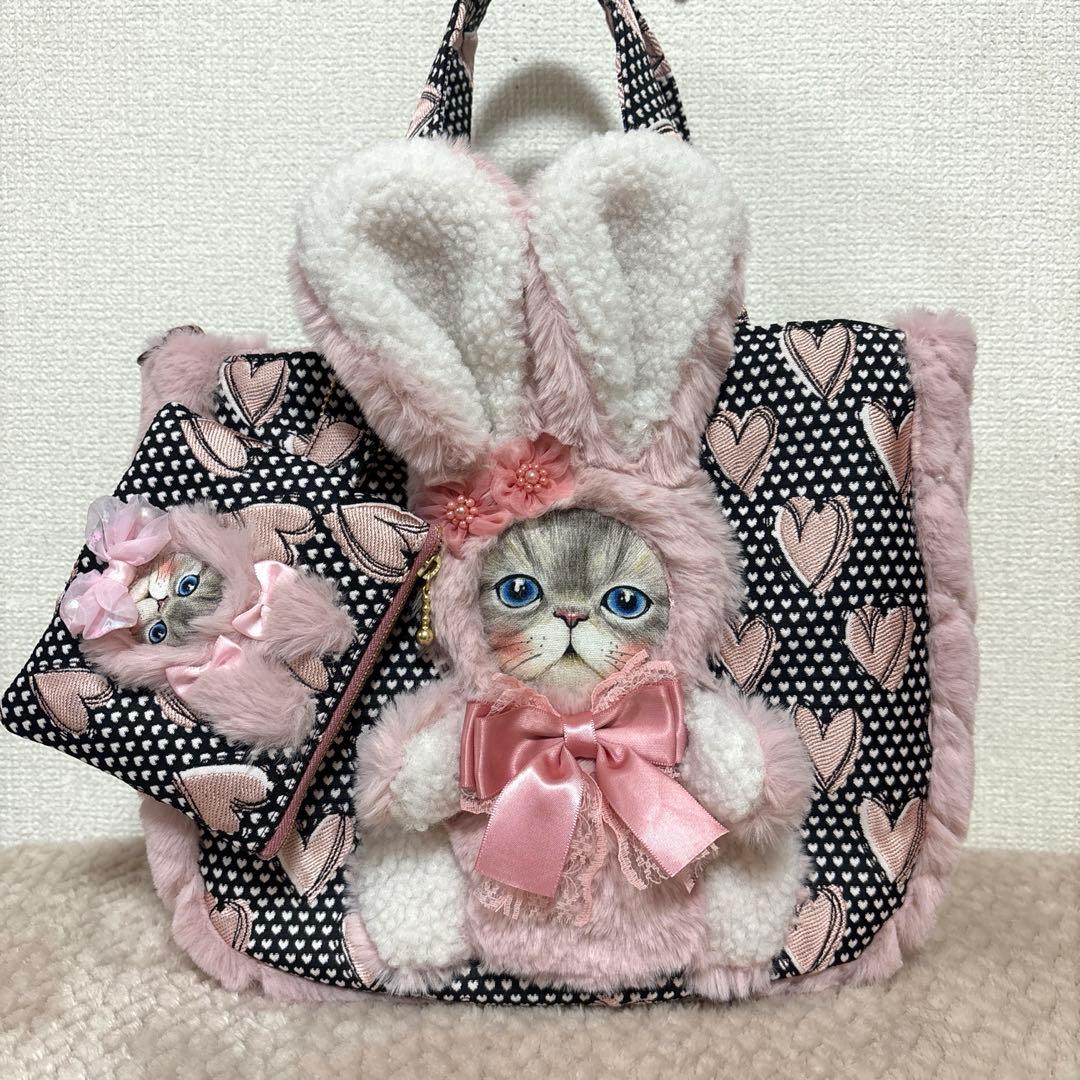 コヤンイサムチョン　ふわモコうさぎルミちゃん　ラウンドトート＆ミニポーチ 𓂃𓈒𓂂コヤンイサムチョン𓂃𓈒𓂂 ふわふわモフモフ ルミちゃん