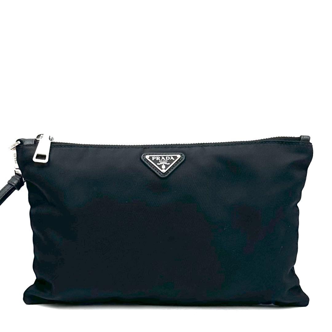 《極美品/現行》ギャラ付 PRADA サフィアーノ ストラップ クラッチバッグ