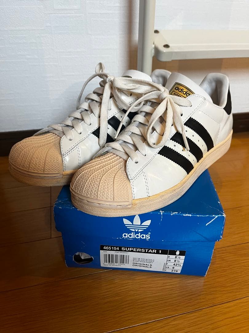 adidas superstar 1 06年製 スーパースター 白 黒 金ベロ - メルカリ