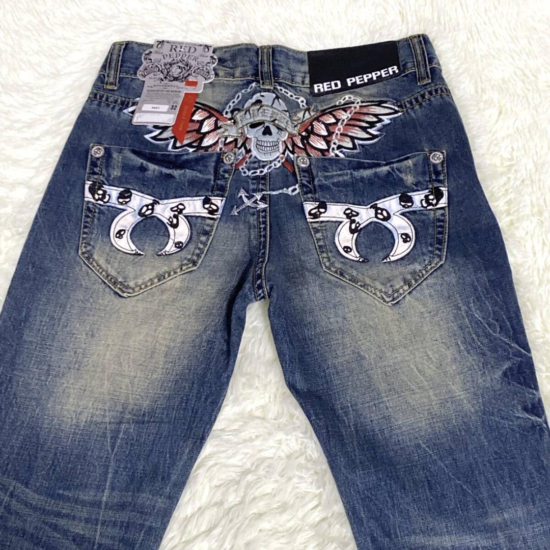 新品 Y2K RED PEPPER レッドペッパー デニムパンツ W32 刺繍 RED PEPPER レッドペッパー デニムパンツ 刺繍 y2k ジーパン - メルカリ