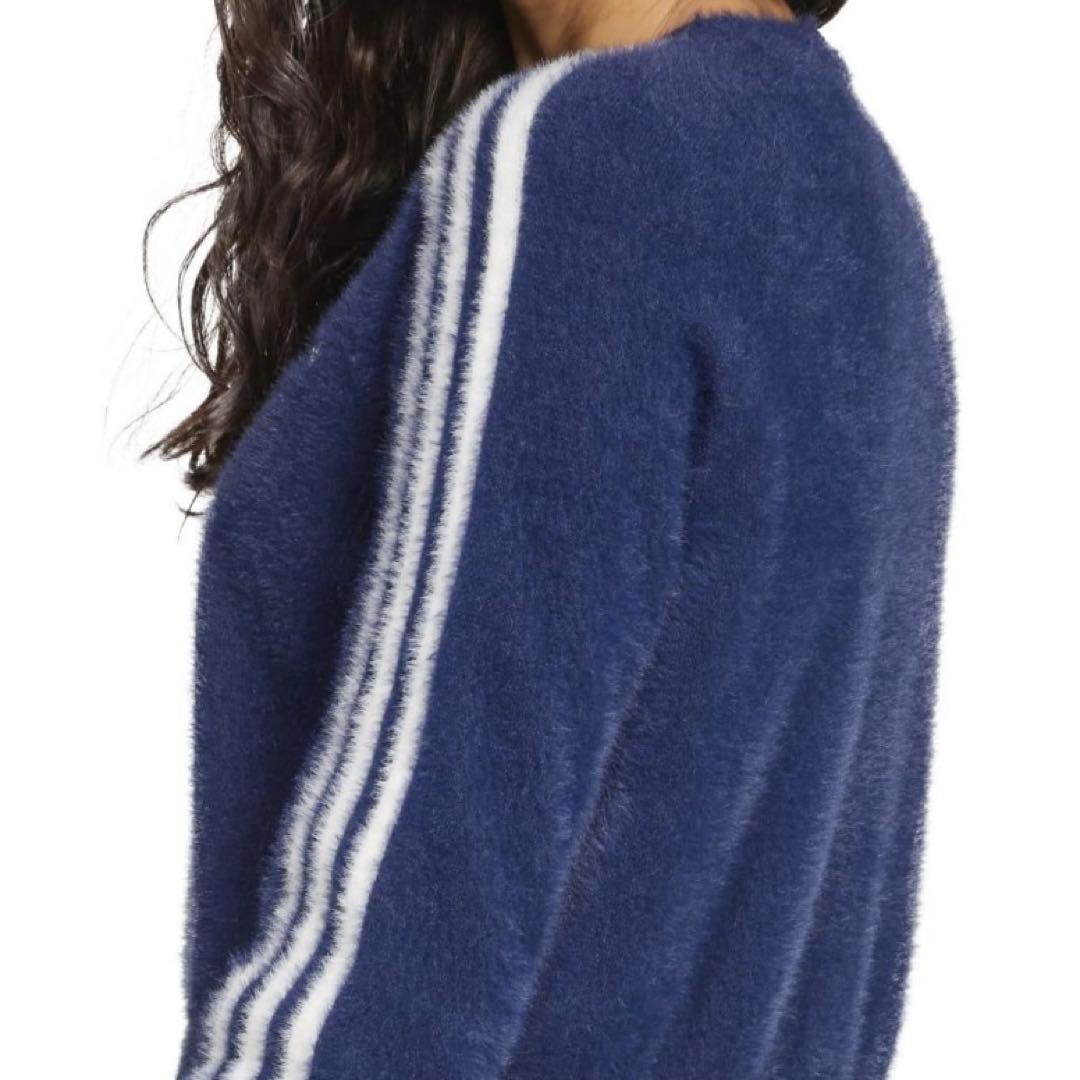 新品M⭐️adidas フラッフィー ニットカーディガン ネイビー りなてぃ