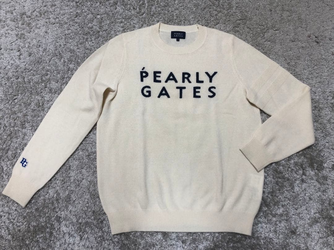 PEARLY GATES・パーリーゲイツ⚫︎カシミヤ100%ニットセーター白1