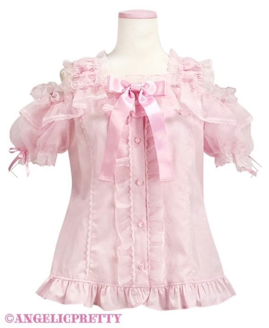 Angelic Pretty フリルシースルーオフショルダーブラウス Frill See-Through Off-Shoulder Blouse (2024 2nd release) by