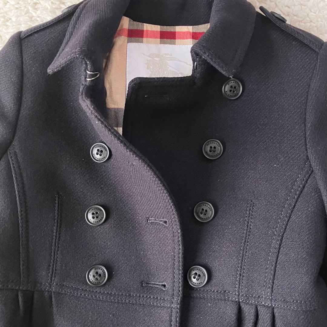美品】バーバリー チルドレン カシミヤ&羊毛混 Pコート ノバチェック